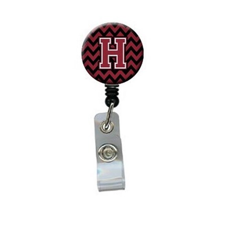 Carolines Treasures Letter H Chevron Garnet and Black Retractable Badge Reel CJ1052-HBR